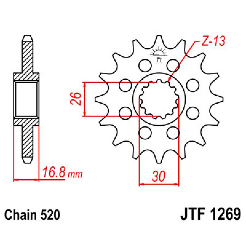 Купить Звездочка передняя JT Sprockets (шаг 520 ) JT JTF1269